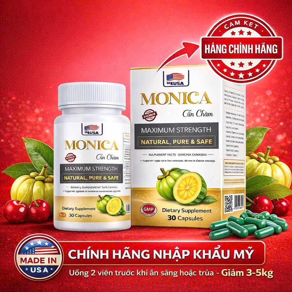 Giảm Cân MONICA Hỗ Trợ Giảm Cân Không Mệt Hộp 30 Viên Đốt Mỡ Monica Gin Clean Siết Eo Cấp Tốc USA Hộ