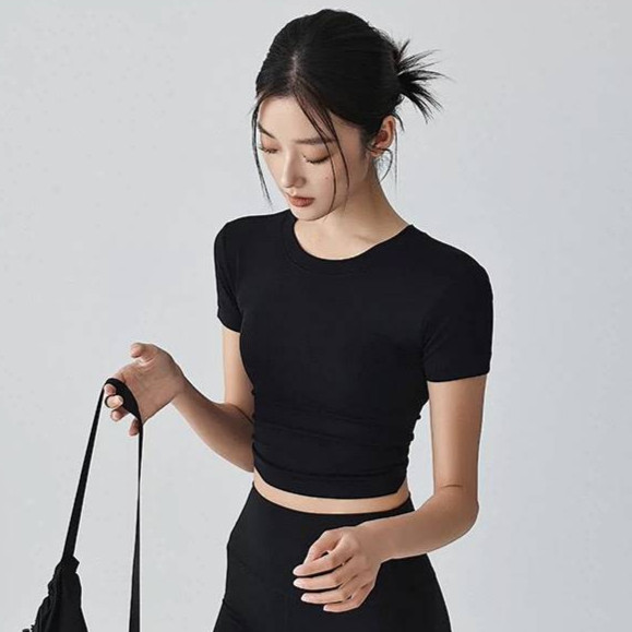 Backless Sports Top Fixed Chest Pad Beauty Back Pilates Yoga Clothes Short Sleeve Can Be Worn outsid
