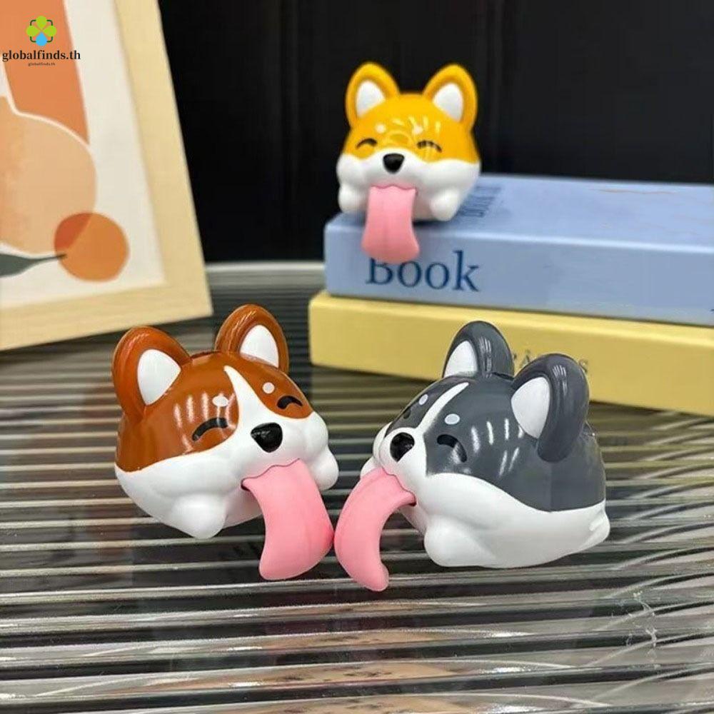 LFINDS Corgi Bức tượng ngộ nghĩnh, Móc khóa hình chó hoạt hình bằng nhựa, Để bàn Tượng treo Mặt dây 