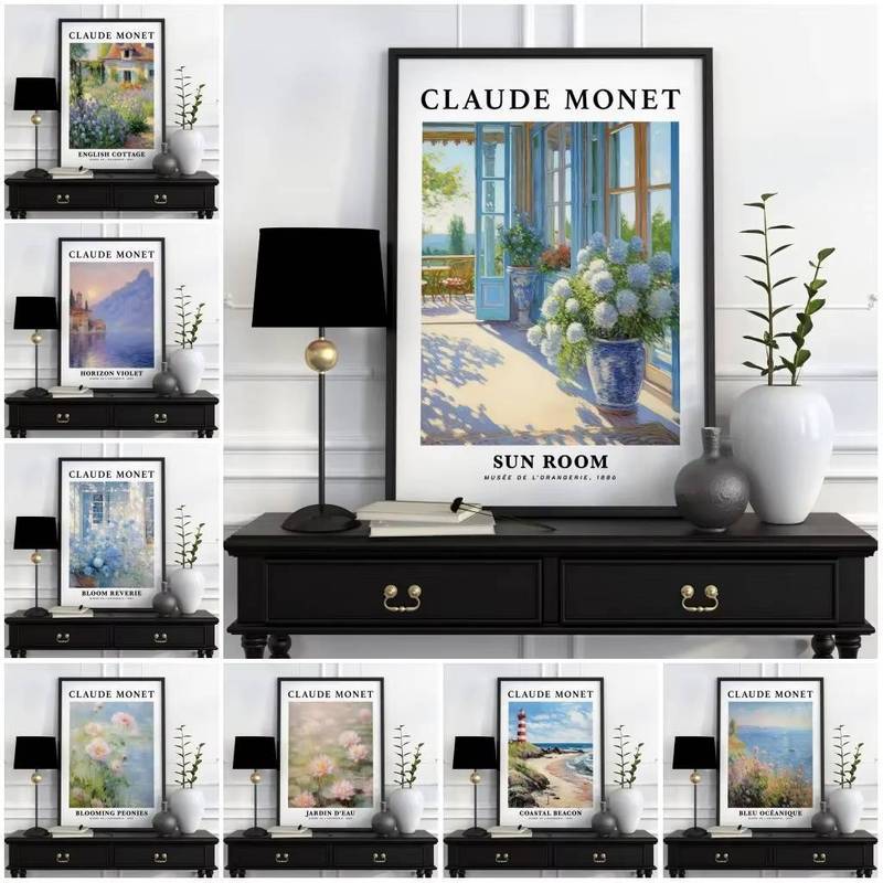 Claude Monet Tiếng Anh Cottage Canvas Treo Tường Nghệ Thuật Không Khung Chống Thấm Nước Ấn Tượng Pho