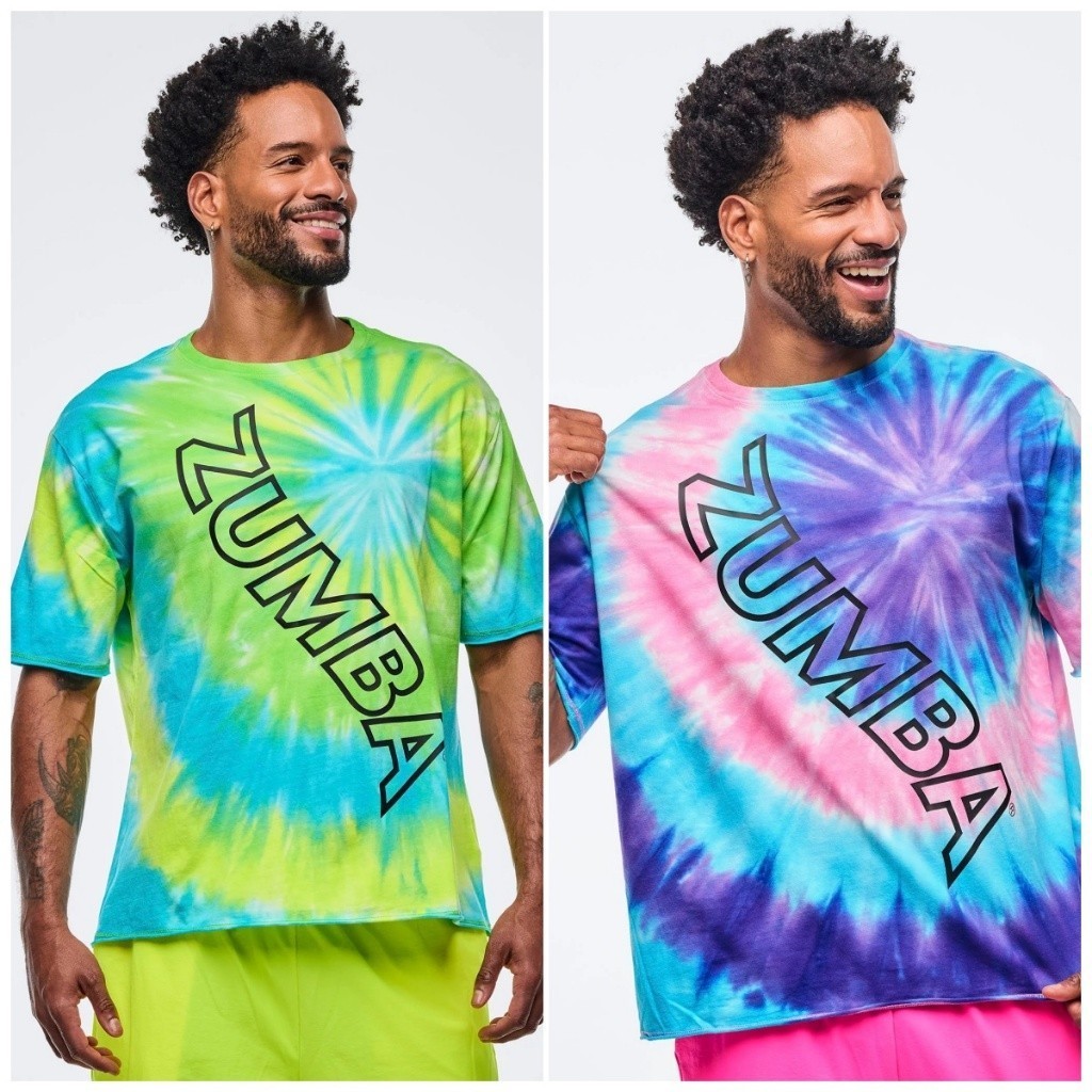 Mới Zumba Fitness ZW Cực Lớn Off Vai Unisex Áo Thun Neon Boxy Top