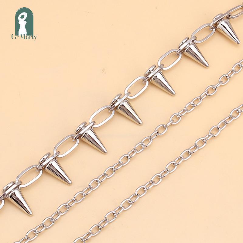 GMARTY Nhẫn Layer Màu Xanh và Dây Chuyền Kim Loại Thời Trang