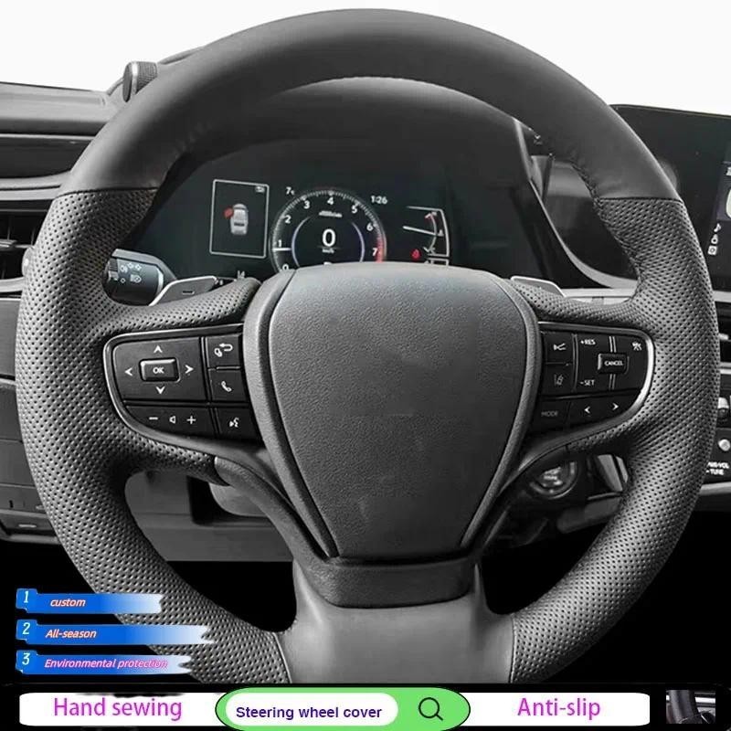 DIY Tay Khâu Chống Trơn Trượt Đen Microfiber Da Vô Lăng Dành Cho Xe Lexus ES ES200 ES300 NX NX350 UX