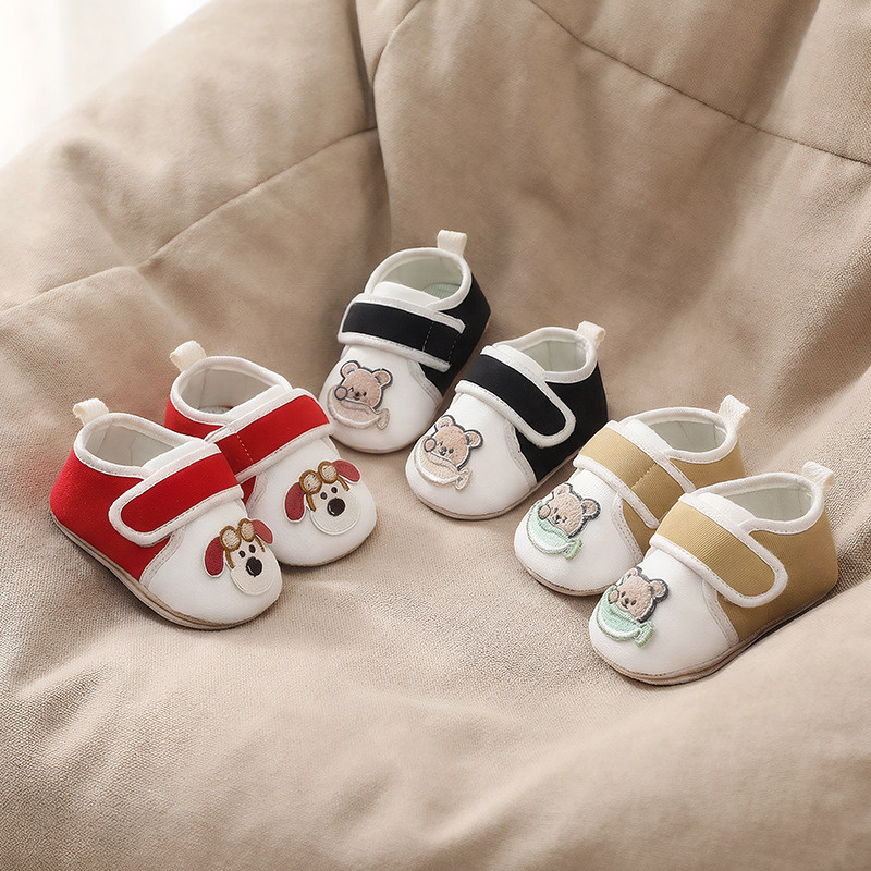 Baby Toddler Shoes 0-1 Year Old Baby's Shoes Soft Bottom Non-Slip Velcro Breathable Cotton Men and W