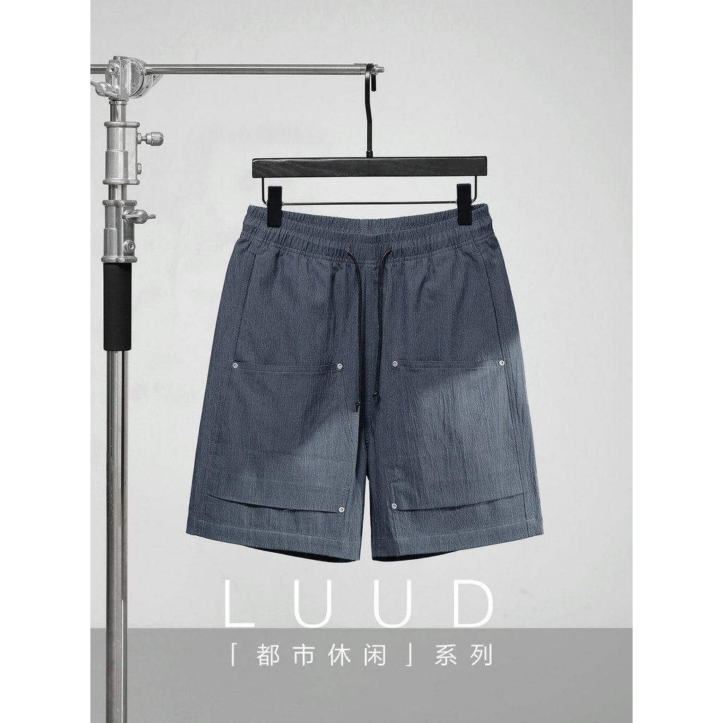 LUUD American Street Wear Street Bark Pattern Quần Short Độc Đáo Thoáng Mát Đẹp Trai Hợp Thời Trang 