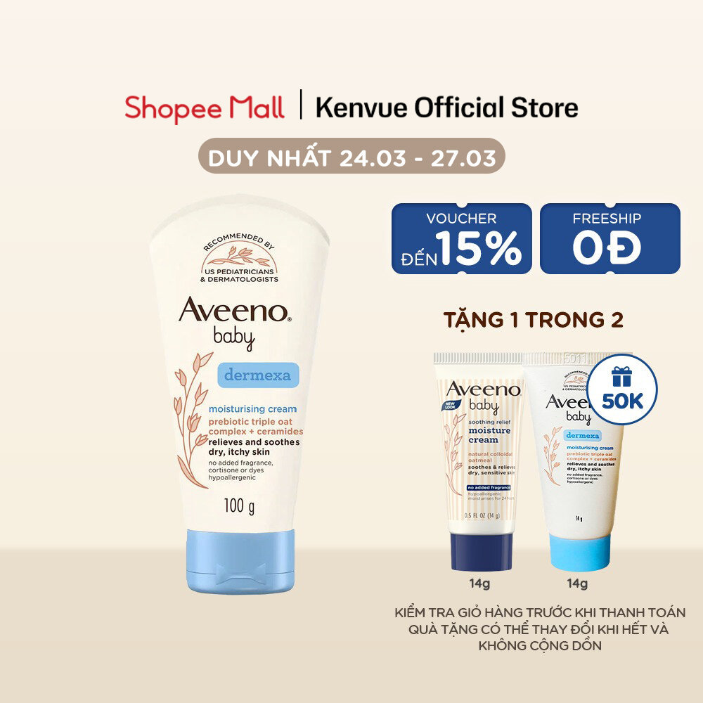 Kem Dưỡng Ẩm Cho Bé Aveeno Baby Giúp Làm Dịu Da Bị Chàm Dermexa Moisturising Cream 100g