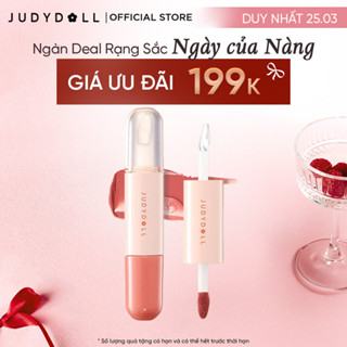 Son 2 Đầu JUDYDOLL Duo Lip Gloss Son bóng + Son kem Son bùn Mịn lì Căng Bóng Mờ vân môi Lâu trôi 7g