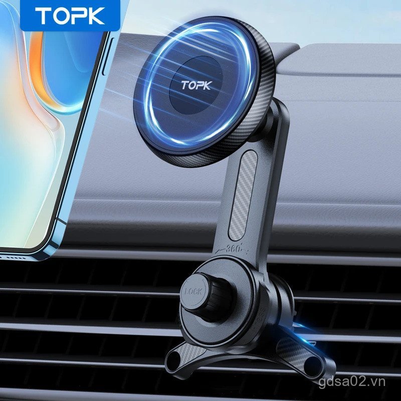 TOPK Phù hợp với Giá đỡ điện thoại ô tô MagSafe, Giá đỡ điện thoại từ tính mạnh mẽ cho iPhone 15, Gi