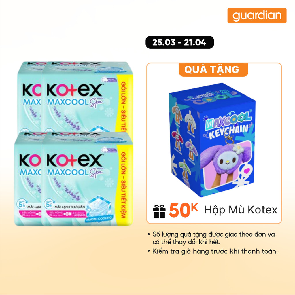 Băng vệ sinh Kotex Max Cool French Spa 23cm 20 miếng Có Cánh