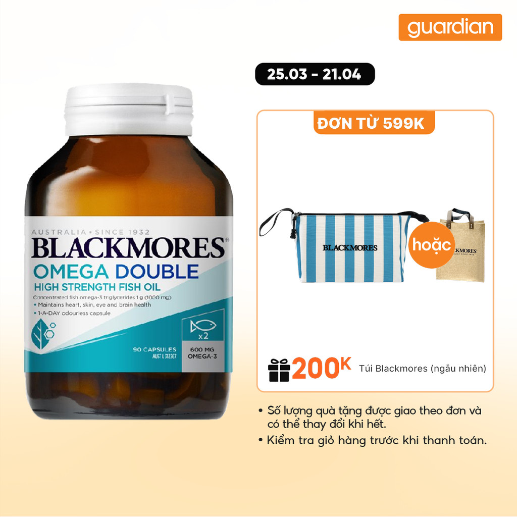 Viên Uống Hỗ Trợ Tim Mạch Blackmores Omega Double High Strength Fish Oil 90 Viên | BigBuy360 - bigbuy360.vn