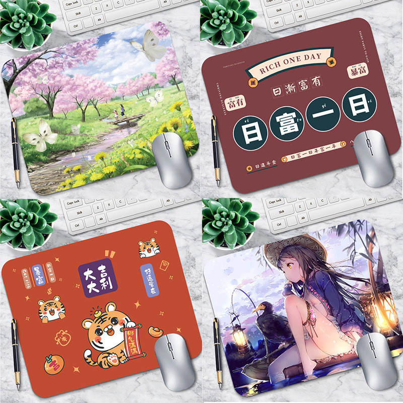 Miếng Lót Chuột Nhỏ Đường May Cao Su Văn Bản Sáng Tạo Hoạt Hình Laptop Dày Văn Phòng Làm Giàu Dễ Thư