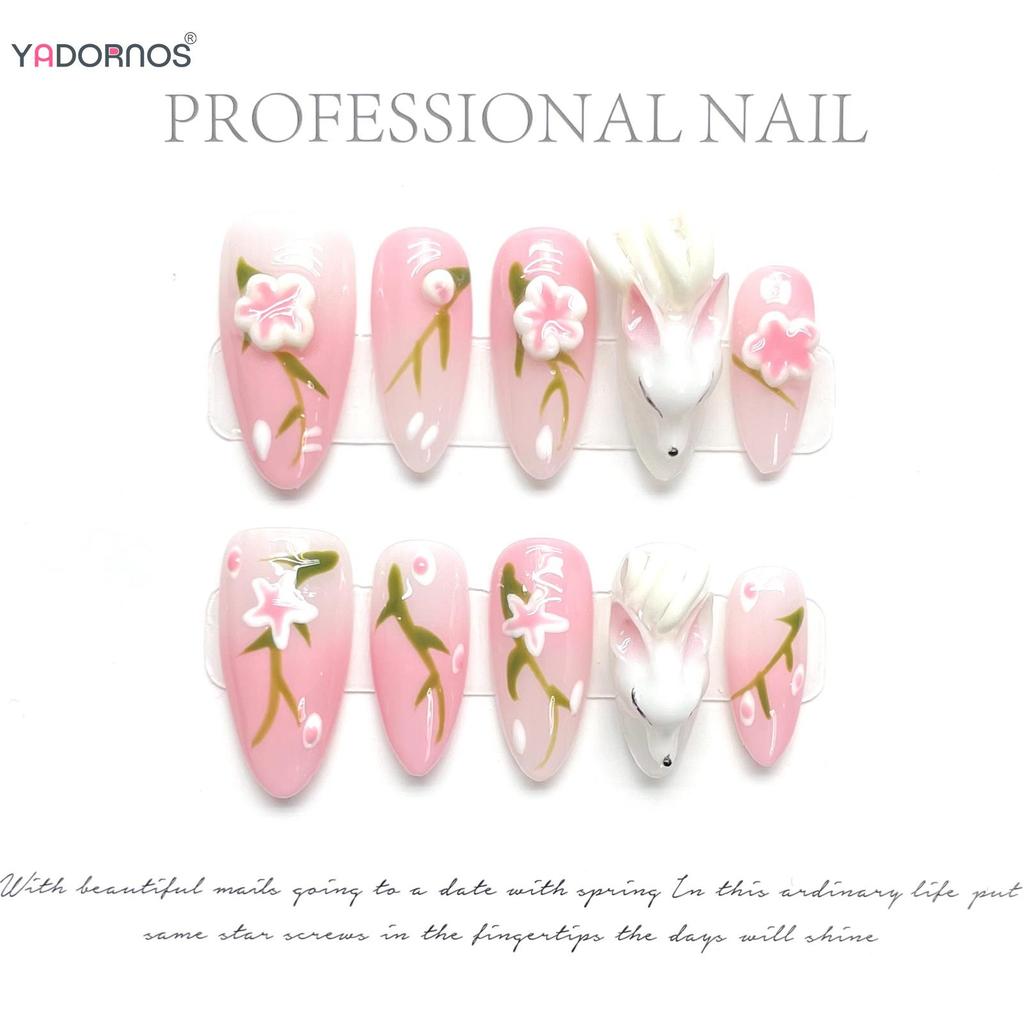 Handmade Pink Press on Nails Thoải mái khi đeo móng tay cho nữ và bé gái Nail Salon