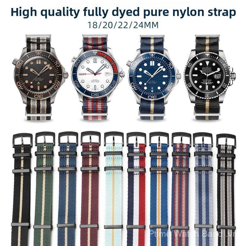 Dây đeo Nato vải Nylon 18 / 20 / 22 / 24mm, phù hợp cho Seamaster 300 Speedmaster Moon Watch Series 