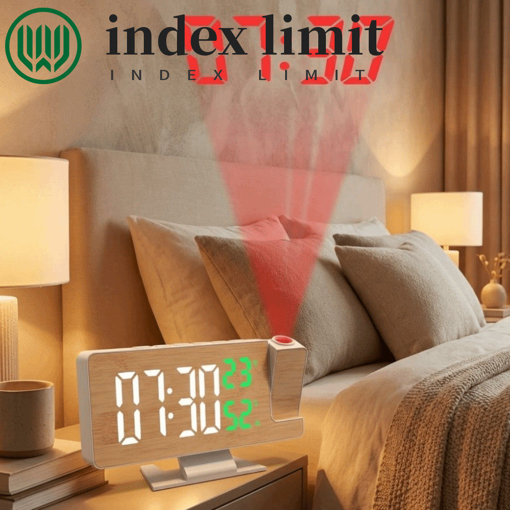 Đồng hồ máy chiếu LED GIỚI HẠN INDEX, Đồng hồ báo thức kỹ thuật số màn hình lớn 12 / 24 H, Độ ẩm nhi