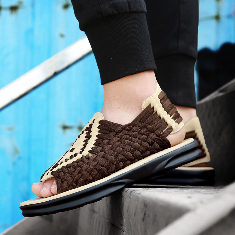 Nam Nữ Handmade Rainbow Dệt Sandal Chống Trơn Trượt Nhẹ SCDR