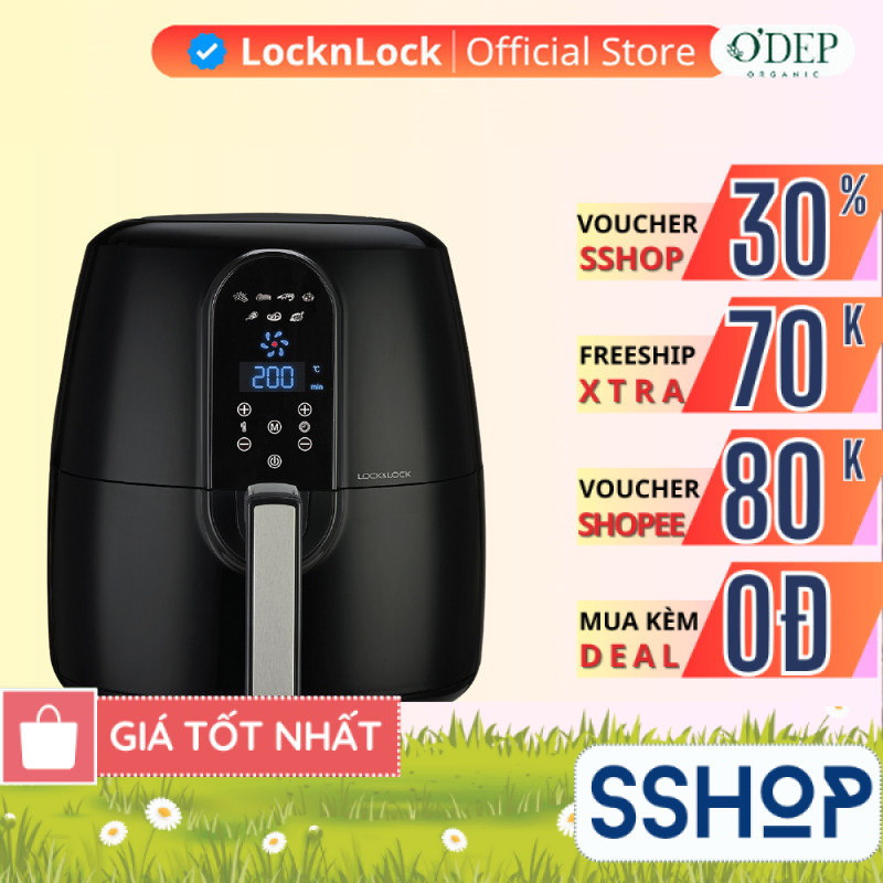 Nồi chiên không dầu LocknLock 5,2 Lít Chính hãng, EJF351BLK - SSHOP SSA