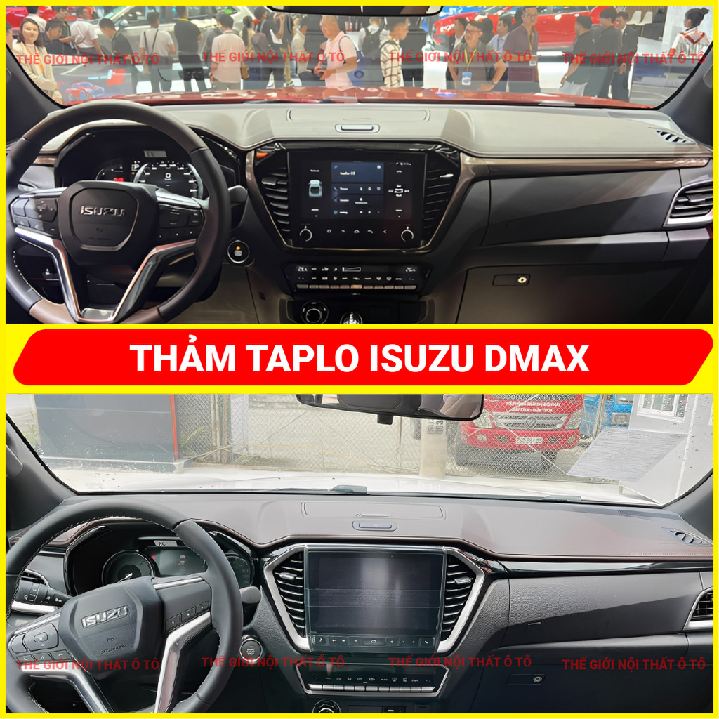 Thảm taplo ISUZU DMAX 2022 - 2026 da cacbon,da vân gỗ, tuyết nhung chống nắng cao cấp, chuẩn form