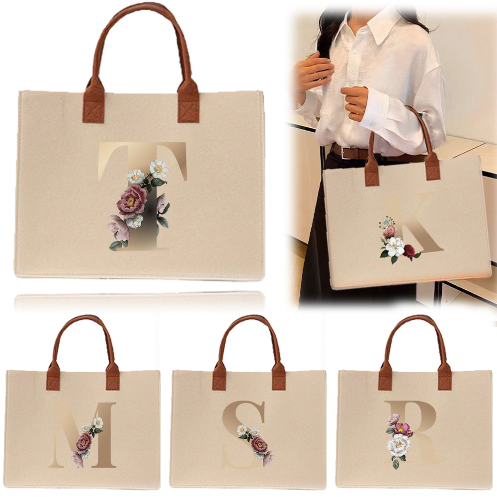Thickened Large felt tote bag Exquisite print In stock 【Lowest price】 Commuter shopping bag Felt tot