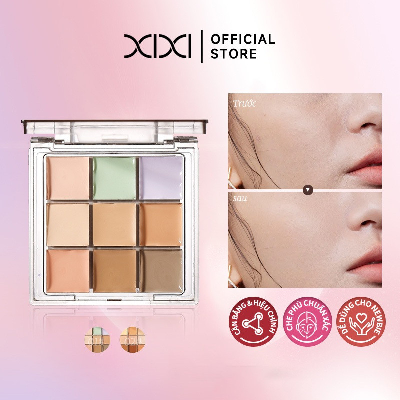 Xi xi xi Qin Bảng che khuyết điểm mềm: 9 màu Vỏ cân bằng mụn quầng thâm Sản phẩm nội địa Trang điểm 