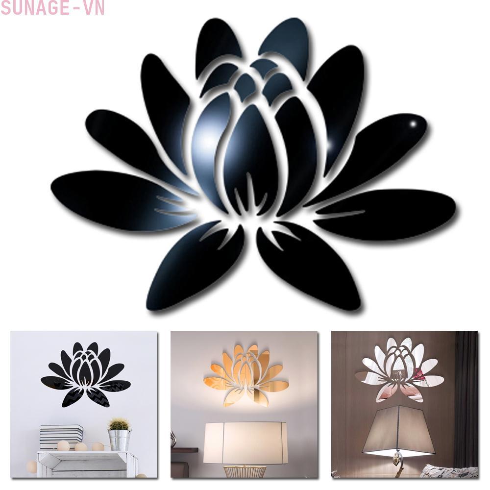 【SUNAGE】Stylish Lotus Flower Acrylic Mirror Wall Decal Set for Home Decoration【HOT Fashion】
