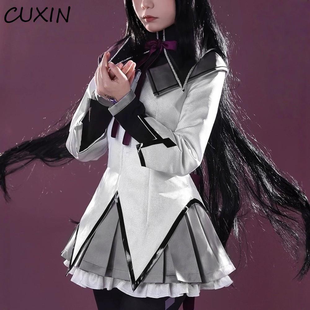 CUXIN Akemi Homura Bộ Trang Phục Hóa Trang, Nơ Nhập Vai Akemi Homura Đồng Phục Chiến Đấu, Trọn Bộ An