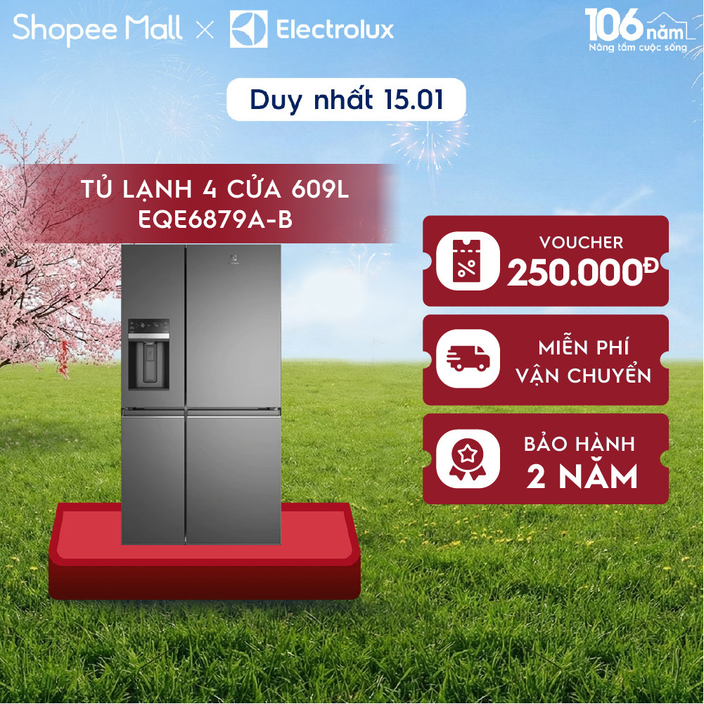 Tủ Lạnh Electrolux Inverter Cửa Pháp 609 Lít - EQE6879A-B - Lấy đá ngoài