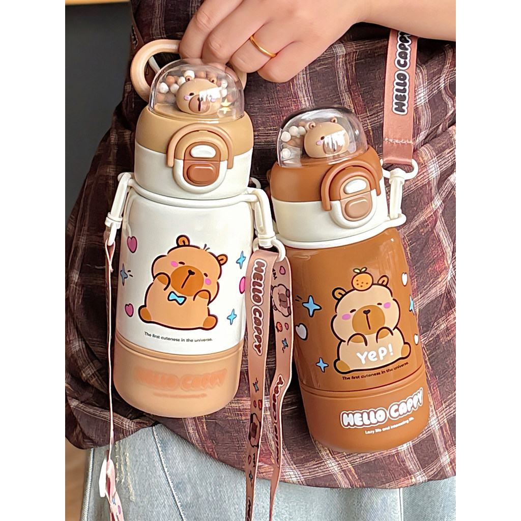 bình nước giữ nhiệt có ống hút bình nước giữ nhiệt cho bé Kapibara Cốc Nước Trẻ Em Ống Hút Bình Giữ 