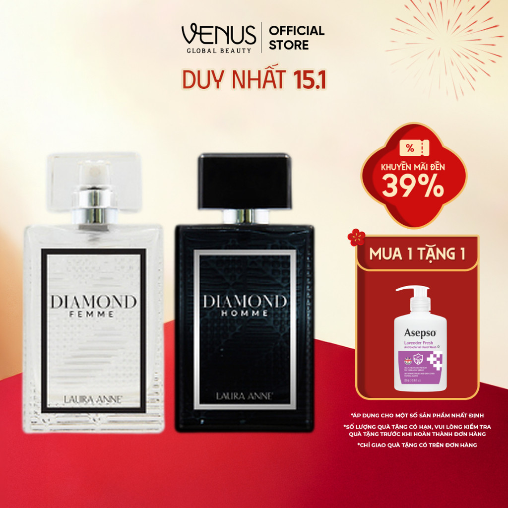 Nước hoa Nam Nữ Laura Anne Diamond Homme - Femme 45ml