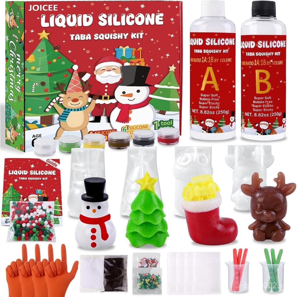 JOIICEE Giáng Sinh Taba Squishy Kit, DIY Xmas Squishy Làm Kit 18OZ AB Silicone Với Cây Giáng Sinh Th