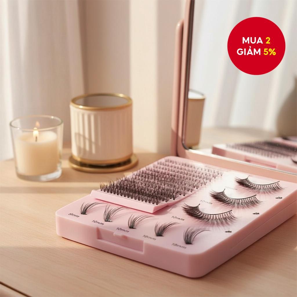 Bộ Kit 30D Lông Mi Chùm Wispy Tự Nối 8-16mm, 200 Chùm Lông Mi Chùm C&D Cong Tự Nhiên