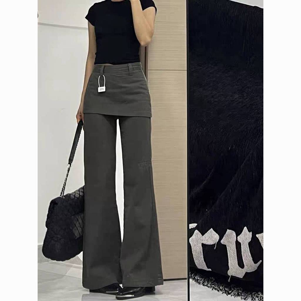 Váy quần jeans dáng flared Mỹ micro-flared cho thu đông, thoải mái diện hàng ngày