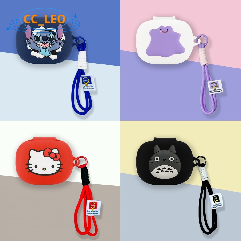 for Cleer ARC 4 Case Cute Totoro Cartoon Stitch Lanyard Pendant Silicone Soft Case Suitable for Clee