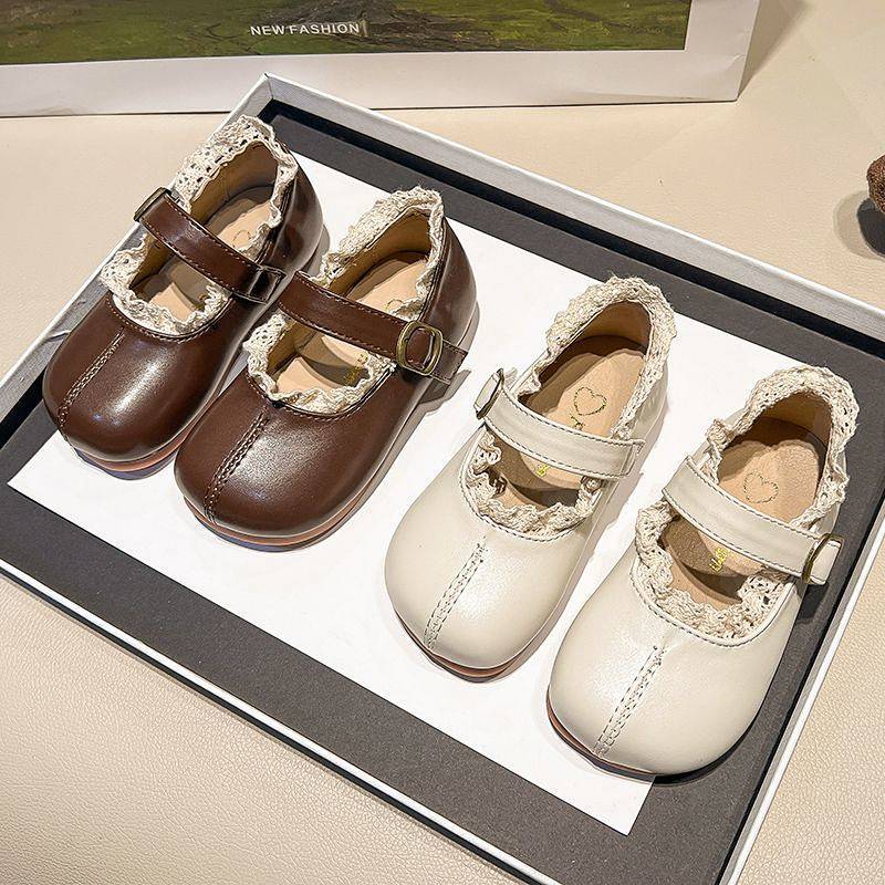 Du Colorful Deer Girl Princess 2026 Spring Soft Bottom Leather Shoes Velcro Closed All-Matching West