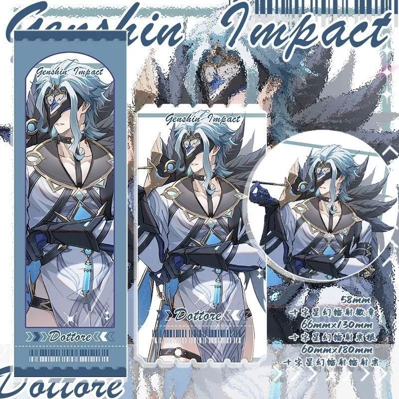 Genshin Impact / Dottore / Tiến sĩ Trò chơi Dottore Thẻ vuông Polaroid Huy hiệu vé Laser / vpov