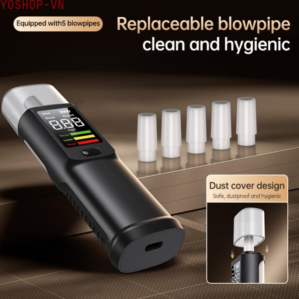 [Ysp]Portable Breathalyzer Three-color LED Lights Voice Broadcast Feature BAC Monitor
