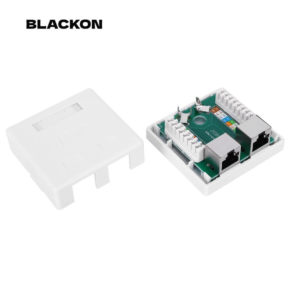 Hộp gắn bề mặt BLACKON, Hộp gắn 2 cổng Cat 5e Shield RJ45-8P8C, Dễ dàng gắn RJ45-8P8C với ốc vít và 