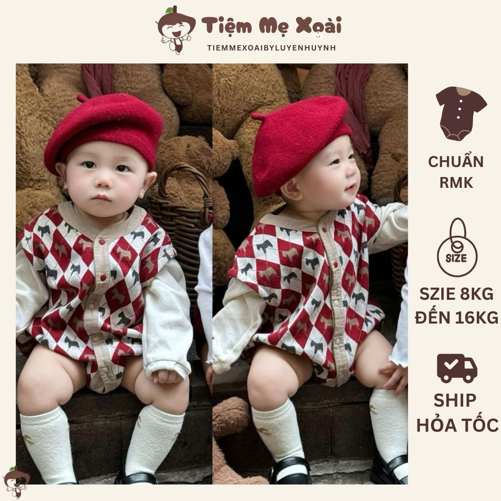 Set suit rmk ettoi đỏ kèm mũ cho bé trai gái