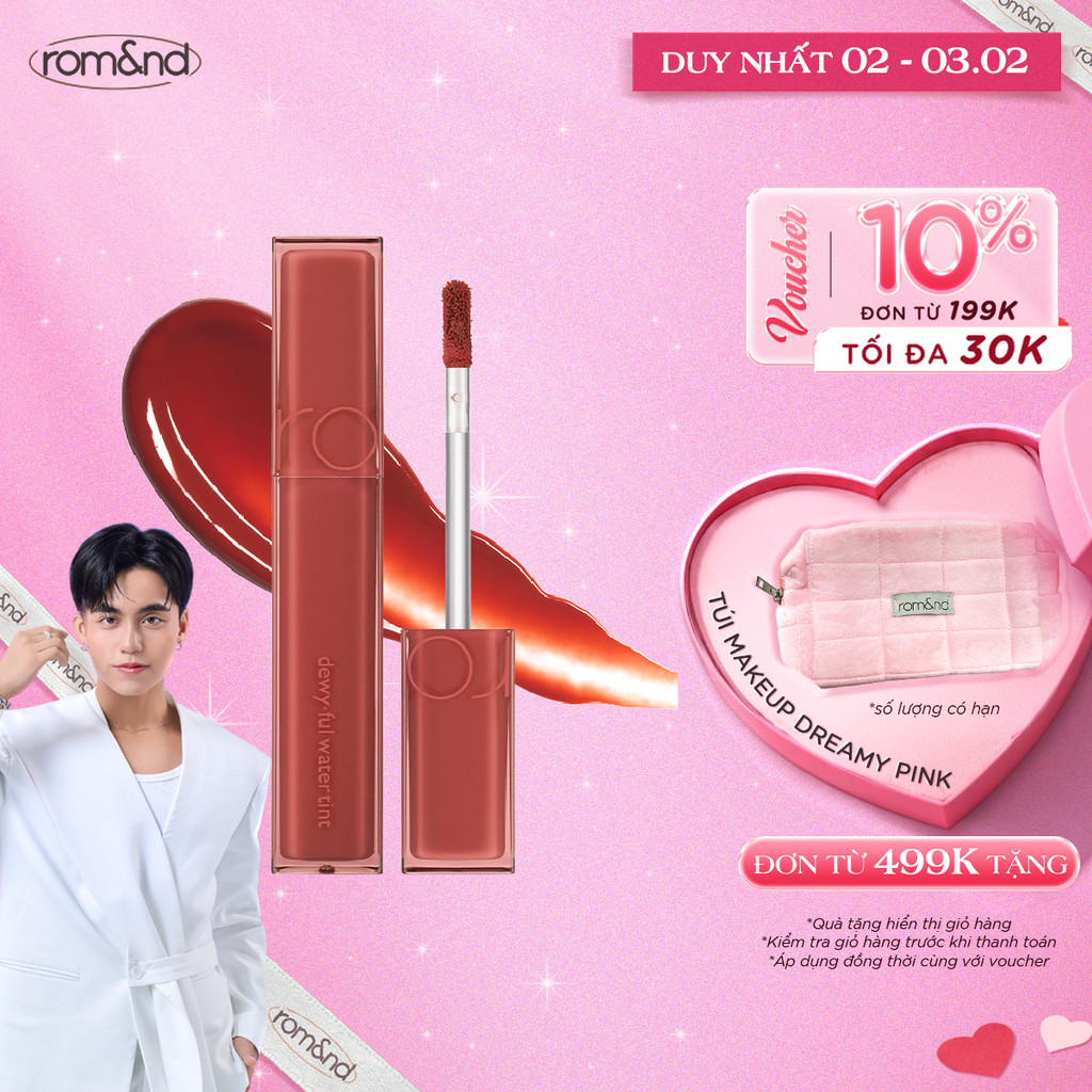 [Rom&nd] Son tint bóng, siêu lì cho đôi môi căng mọng Hàn Quốc Romand Dewyful Water Tint 5g