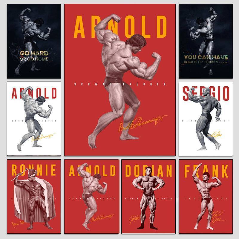 Thể Dục Động Lực Áp Phích Arnold Schwarzenegger Thể Hình Cơ Vải Tranh Tập Gym Phòng Ngủ Trang Trí Nh