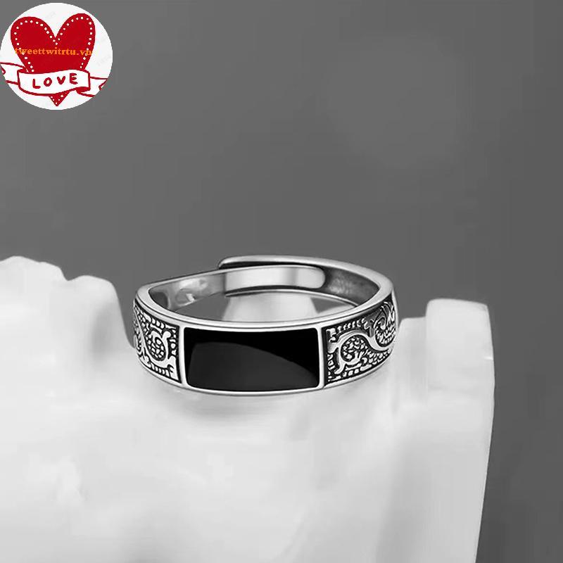 Nhẫn Nam Vintage Họa Tiết Rồng, Phong Cách Hip Hop, Dễ Điều Chỉnh - Quà Tặng Việt Nam