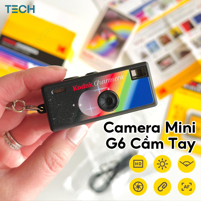 Camera Mini G6 1080P Góc Rộng 130° Có Màn Hình Quay Vòng Lặp Đèn LED Nhỏ Gọn Bỏ Túi Tiện Lợi Cao Cấp