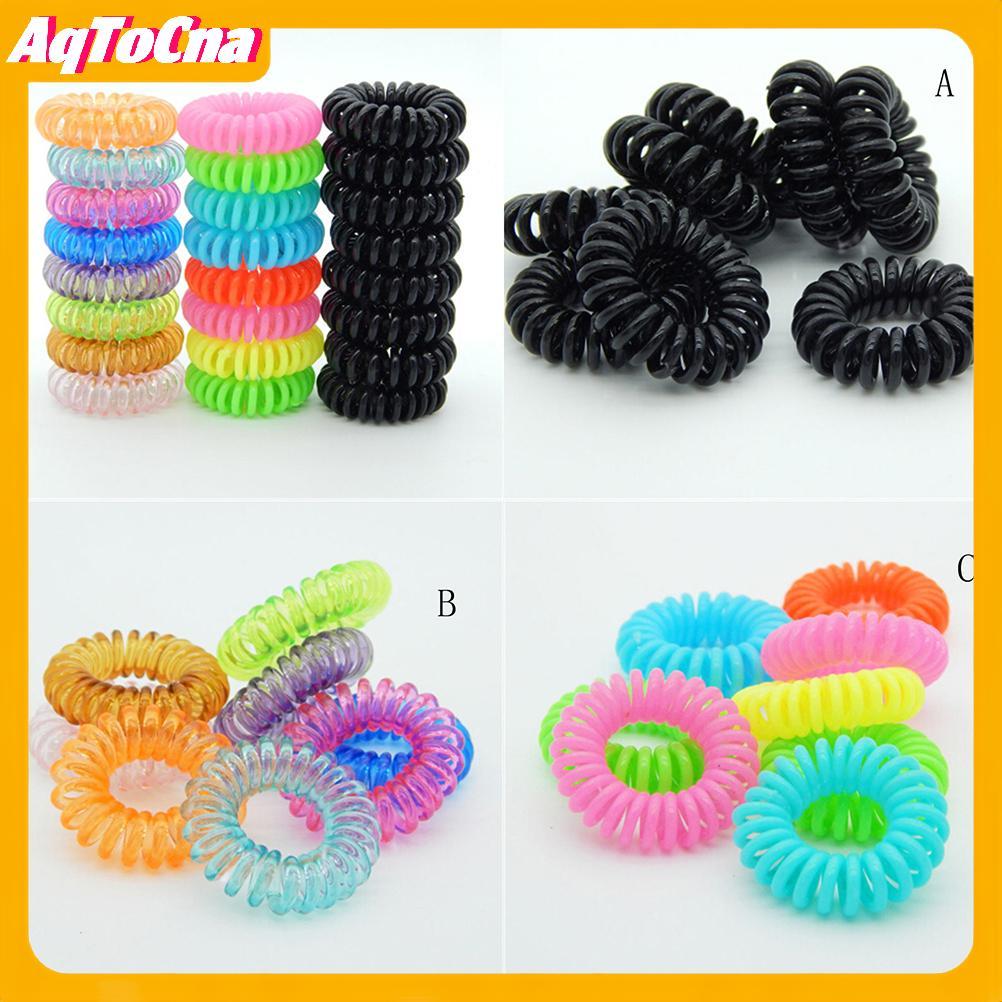AqToCna 10 Chiếc Nhựa Dây Buộc Tóc Xoắn Ốc Dây Buộc Tóc Không Nhăn Cuộn Dây Buộc Tóc Đuôi Ngựa AqToC