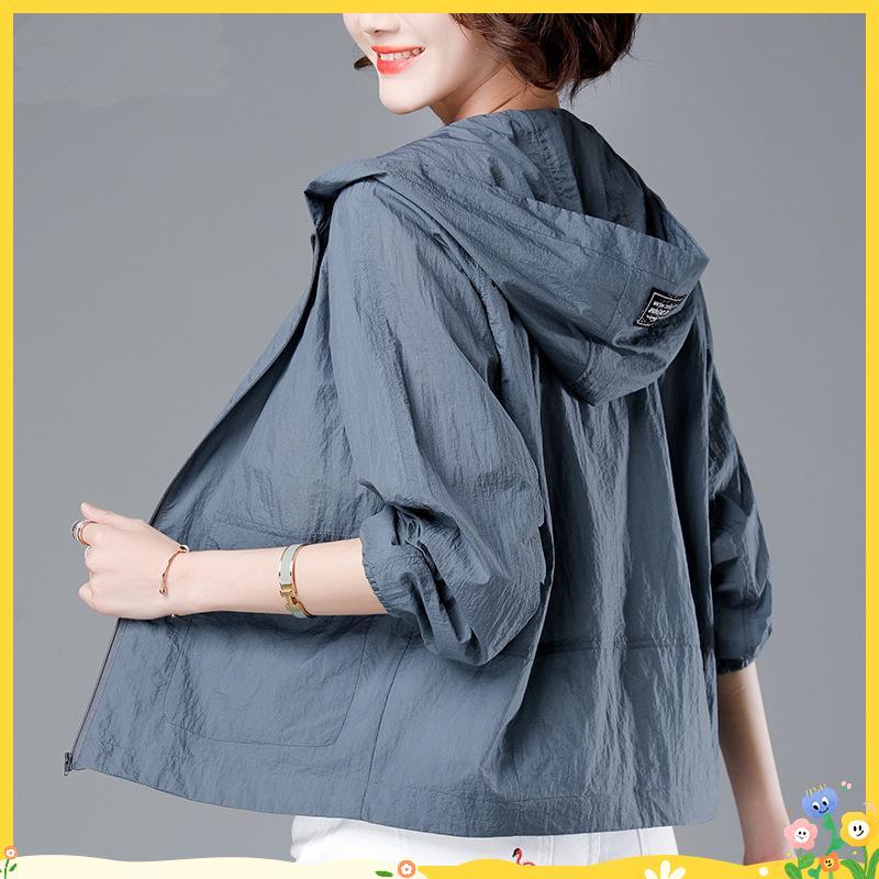 Áo jacket chống nắng dài tay có mũ trùm đầu thoáng khí