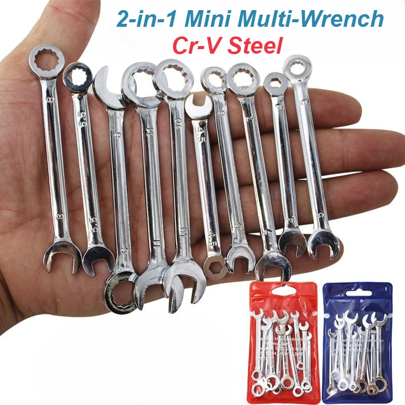 [XM-MB] Cờ lê mini 2 trong 1 bằng thép Cr-V, Cờ lê mini đa chức năng, cờ lê mận mở (bộ), cờ lê mận m