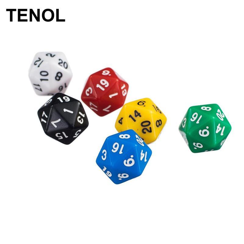 6 Bộ D20 Gaming Dice Twenty Sided Die RPG D & D Sáu Màu Opaque Coueur 1 #