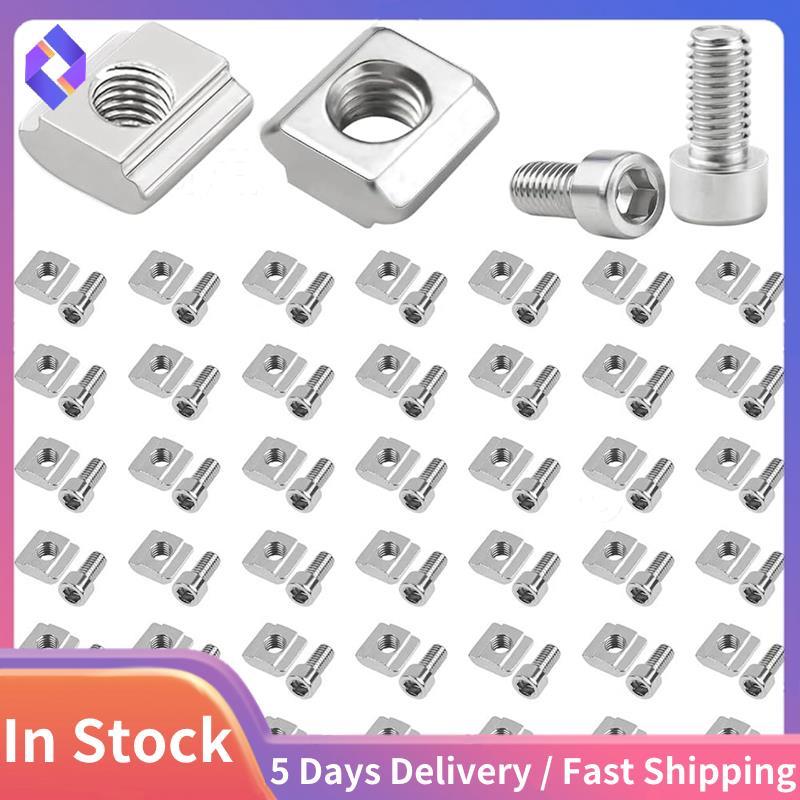 M5 T-Slot Nuts 50 chiếc Thép không gỉ T-Slot Ut 6 Series 2020 T Nut Nuts Loại B, Bộ kết nối vít Alle