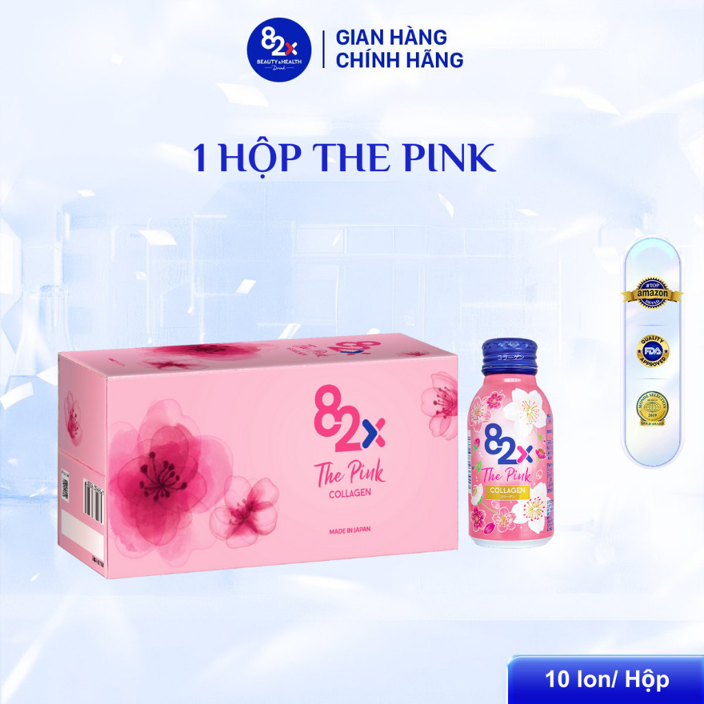 [1 Hộp] Thực Phẩm Bảo Vệ Sức Khoẻ Collagen 82X The Pink 100mlx10 (10 Lọ/Hộp)