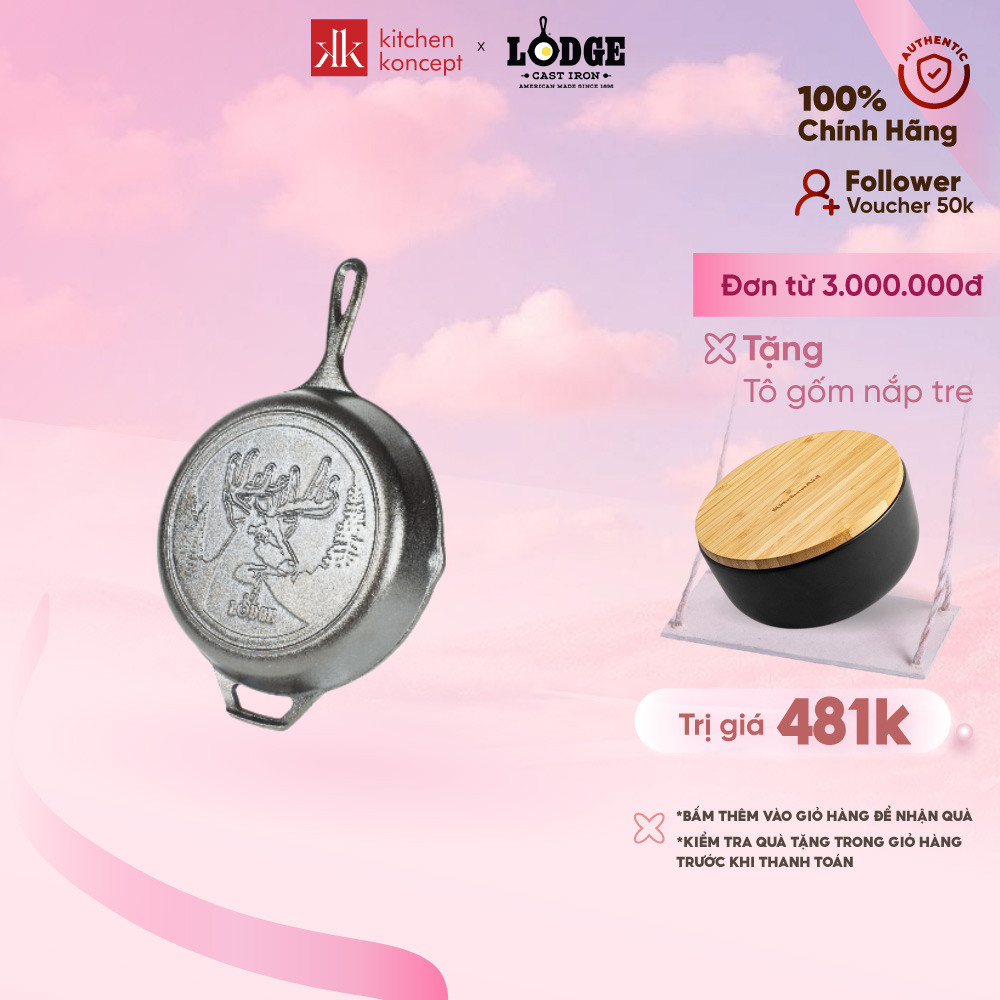 Chảo Gang Đáy Hình Hươu Lodge - 26cm