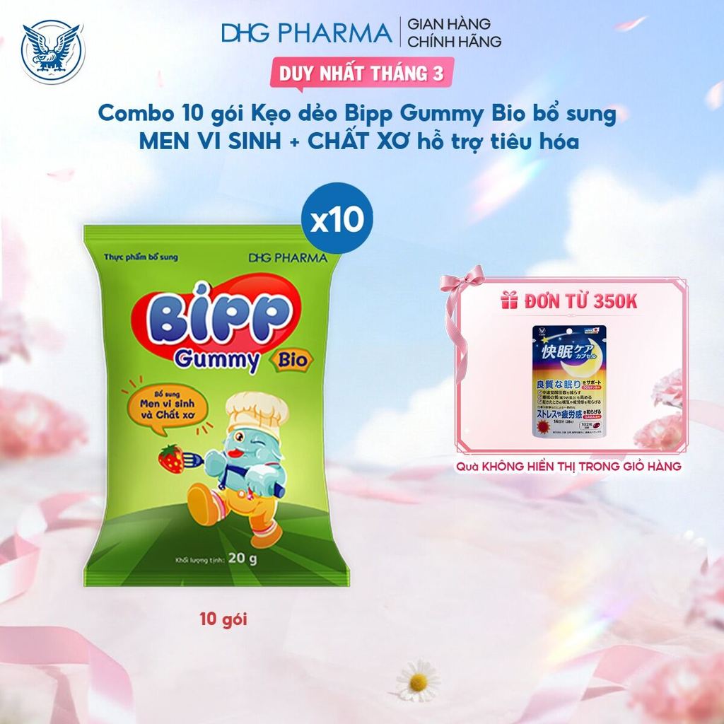 Combo 10 gói Kẹo dẻo Bipp Gummy Bio bổ sung MEN VI SINH và CHẤT XƠ hỗ trợ tiêu hóa