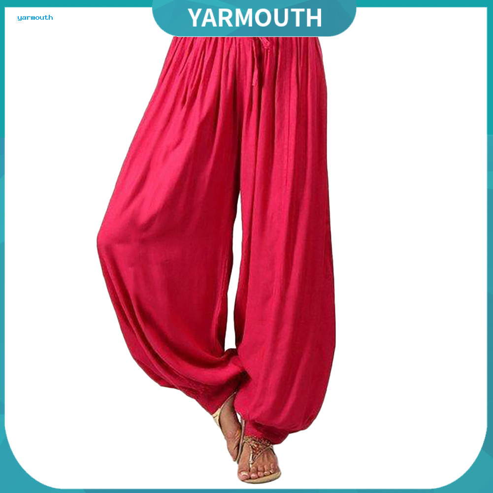 YYR _ Women Loose Drawstring Màu trơn Quần ống rộng Yoga Harem Quần